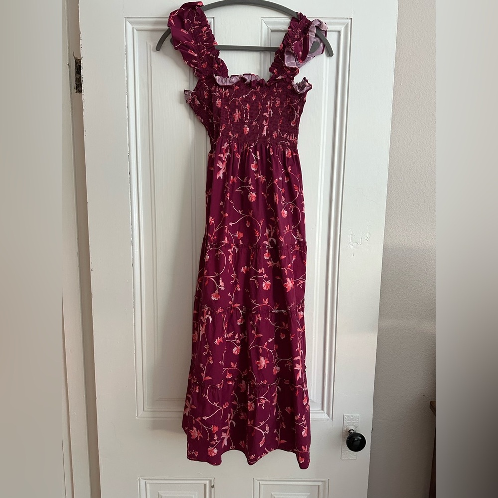 [Hill House] Burgundy and Pink Nap Dress